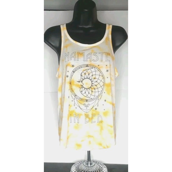 Freeze Tops - JUNIORS SIZE SMALL FREEZE YELLOW NAMASTE TUNIC GRAPHIC TANK Shirt Beach Vaca